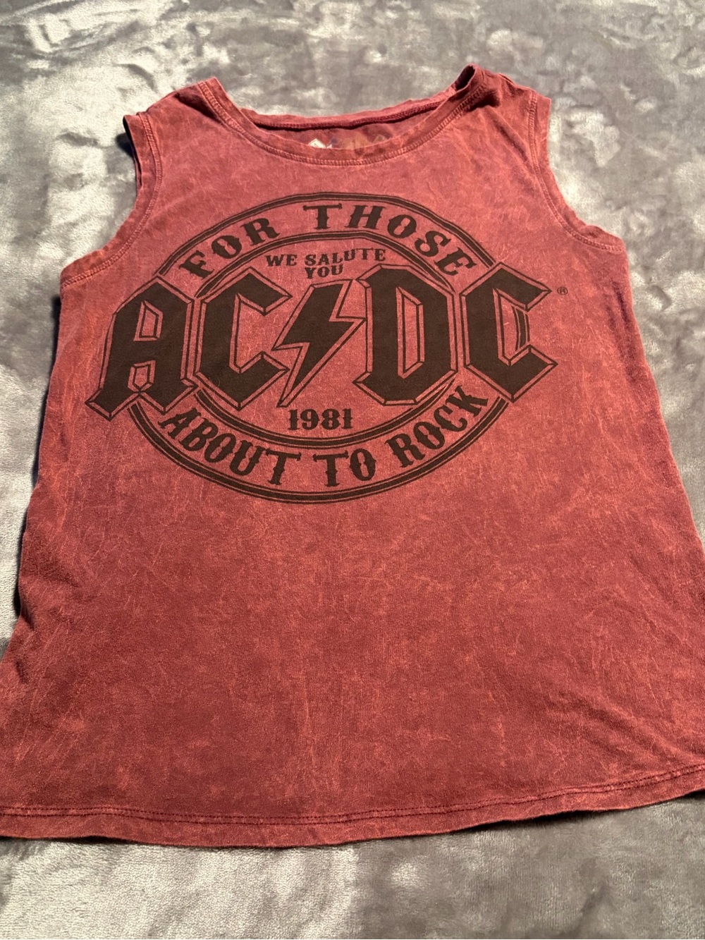 AC/DC Kids Burgundy Sleeveless Graphic Tank Top